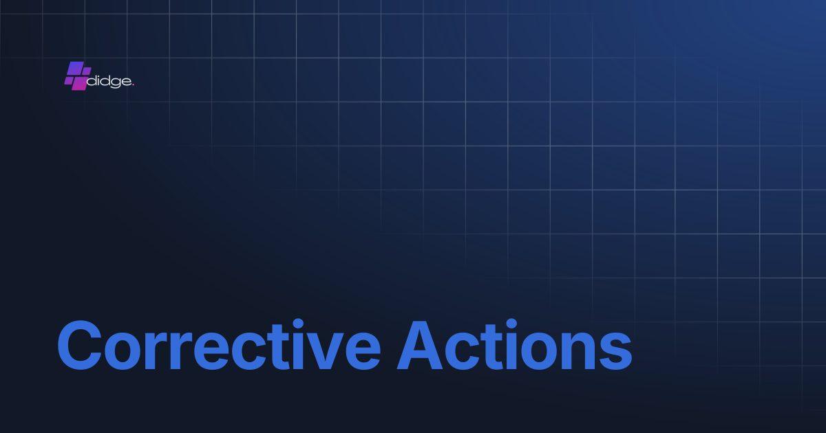 Corrective Actions | Ridgy Vision Ai | Home